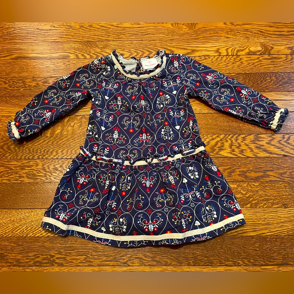 Hanna Andersson Long Sleeve Scandinavian Heart Dress Size 90 cm or 3T